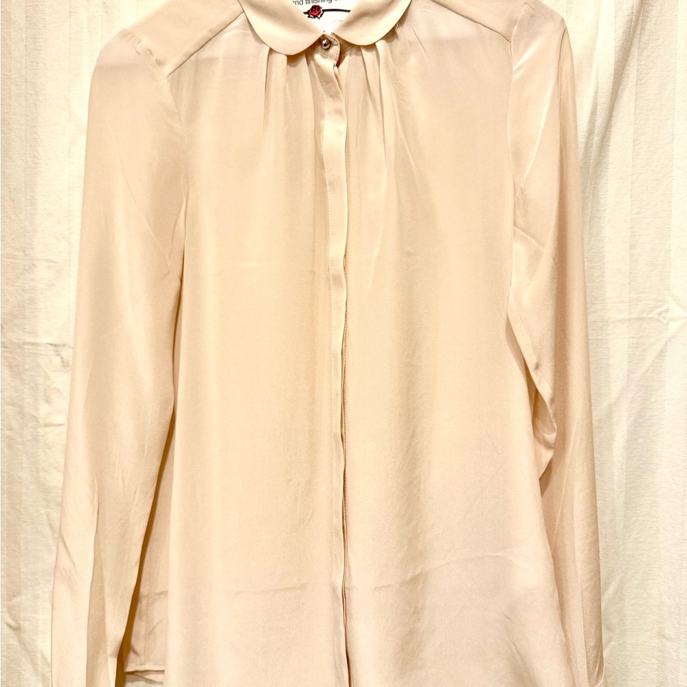 H&M pink Long Sleeve Silk Blouse New
